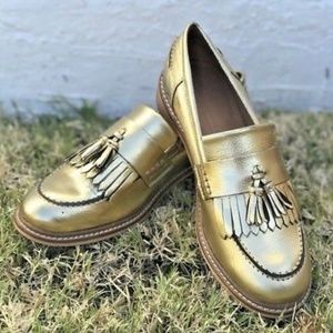 Asos Womens Metallic Gold Loafers with Tassel and